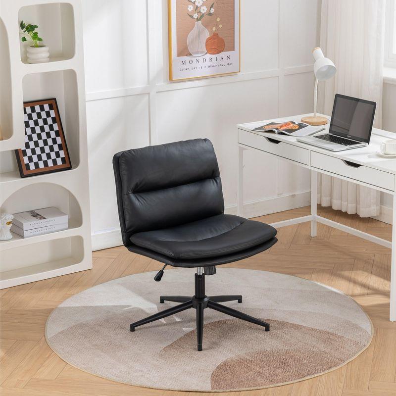 Roundhill Furniture Bizerte Adjustable Swivel Criss Cross Chair, Wide Seat Office Chair Gray