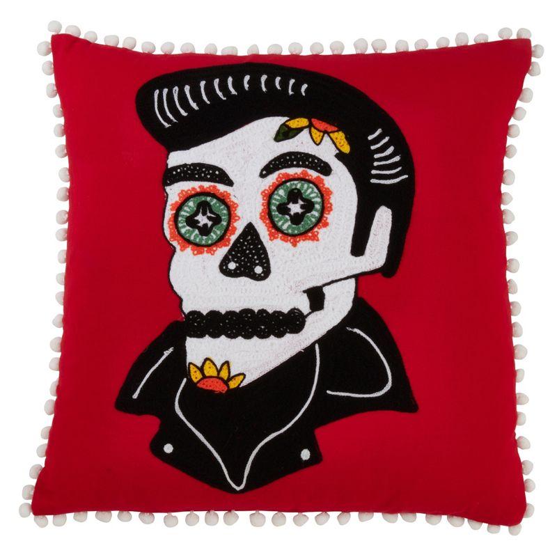 Saro Sugar Skull Cotton Pillow Cover
