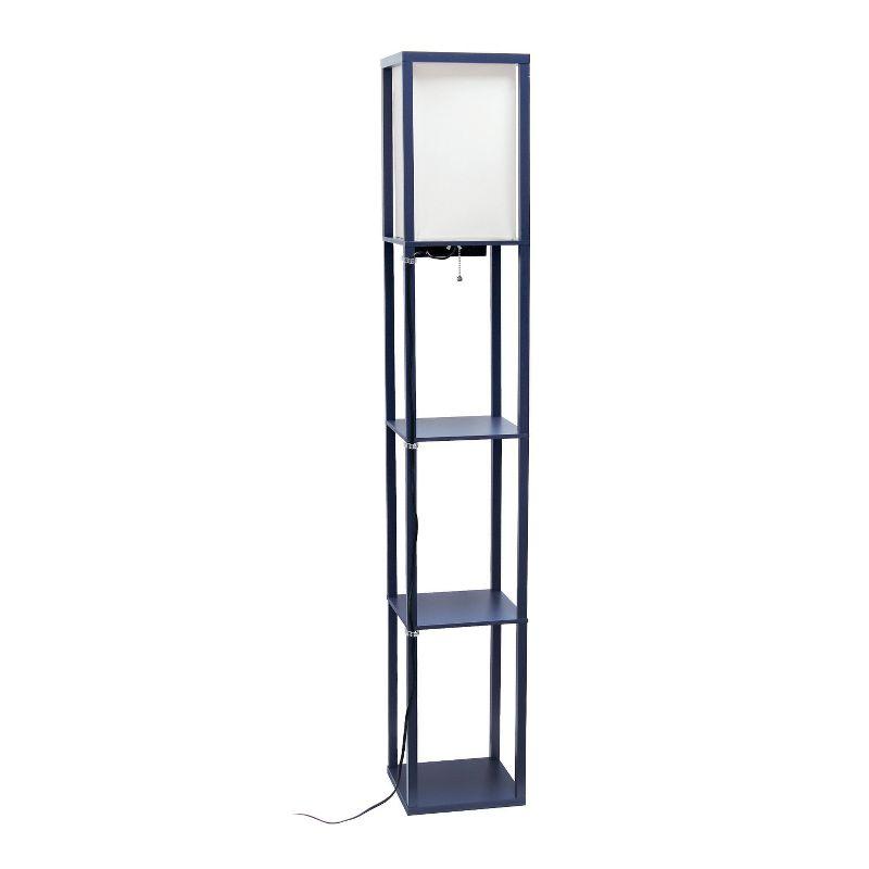 Creekwood Home Classix 62.5" 3-Tier Storage Floor Lamp with Charging Ports and Outlet Navy Blue