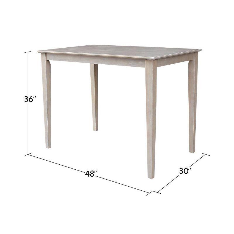 Washed Gray Taupe Solid Wood Counter Height Dining Table