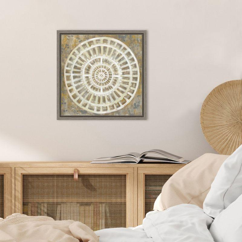 Amanti Art Neutral Textured Medallion by Silvia Vassileva Canvas Wall Art Print Framed 16 x 16-in.