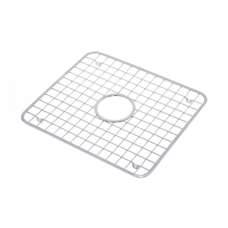 iDesign Gia Metal Kitchen Sink Protector Grid with Draining Hole, 12.75" x 11", Stainless Steel