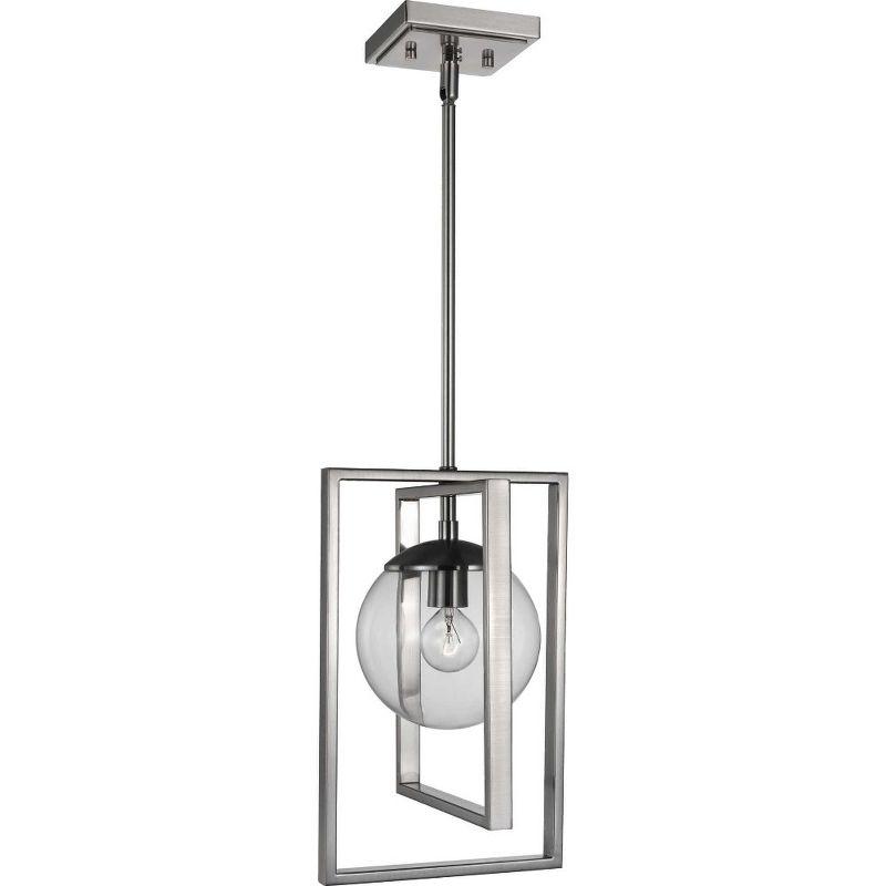 Progress Lighting Atwell 1-Light Pendant, Brushed Nickel, Clear Globe Shade