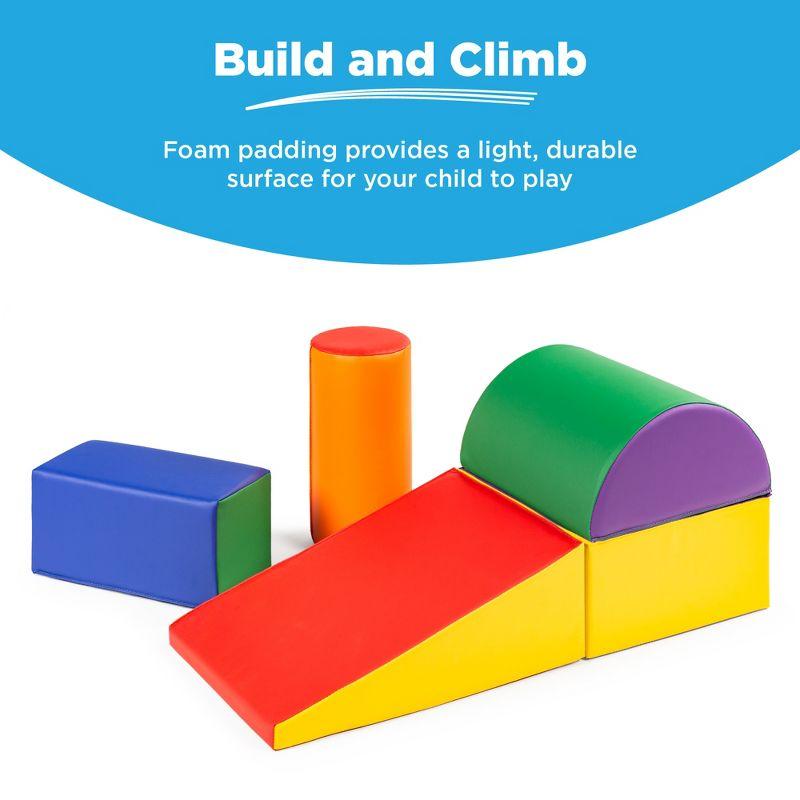 Best Choice Products 5-Piece Kids Climb & Crawl Soft Foam Block Playset Structures for Child Development - Multicolor