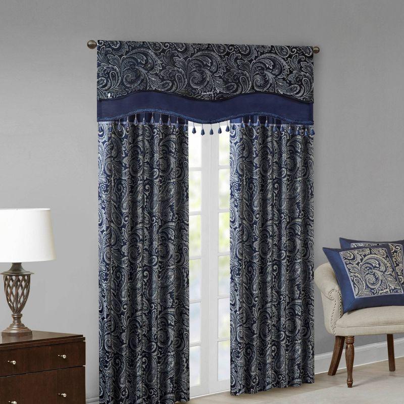 Aubrey Jacquard Window Rod Pocket Valance With Beads