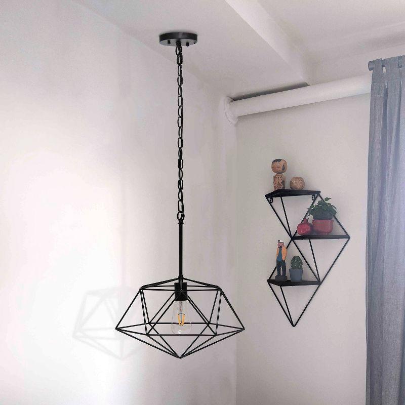 Black Geometric Metal Wire Ceiling Pendant Light