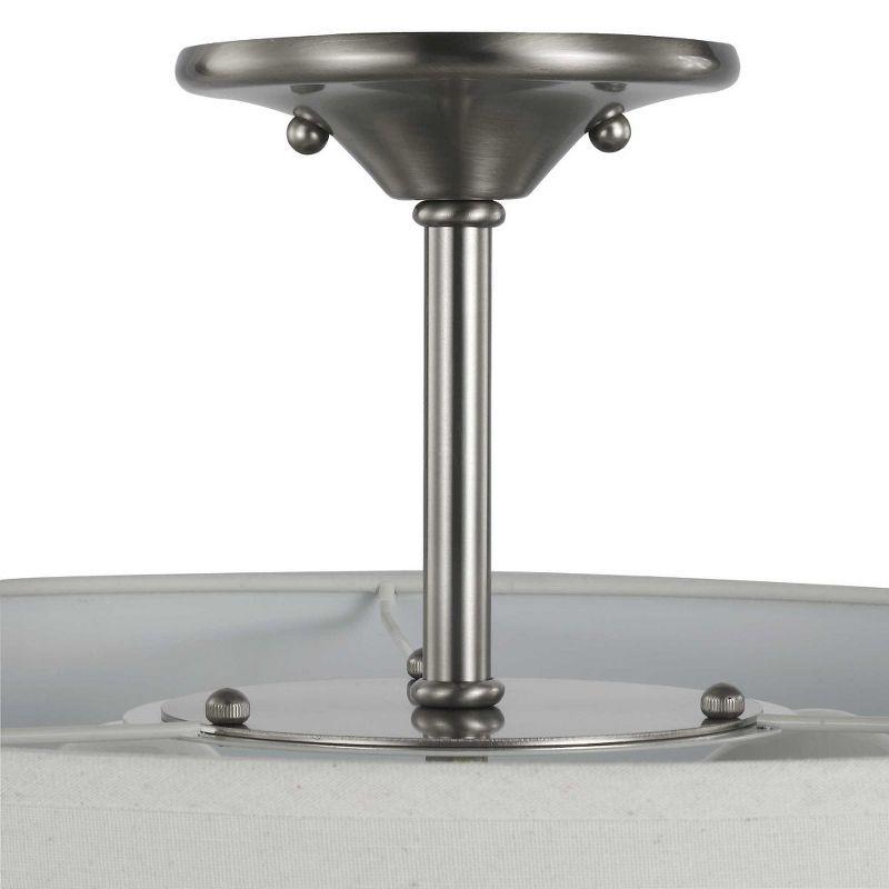 Progress Lighting, Inspire Collection, 3-Light Semi-Flush Mount, Antique Bronze, Off-White Linen Shade