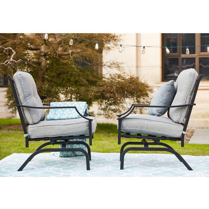 Gray Outdoor Rocking Motion Chairs with Cushions, Set of 2