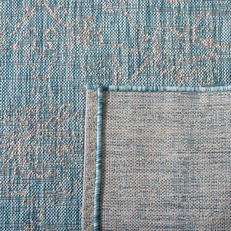 Courtyard CY8680 Power Loomed Indoor and Outdoor Area Rug - Aqua/Grey - 8'x11' - Safavieh
