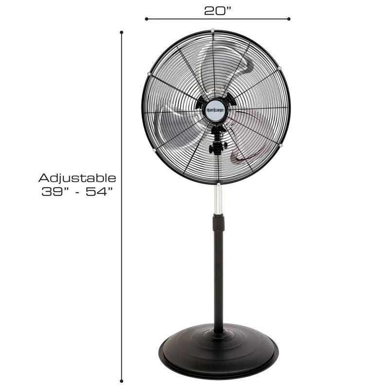 Hurricane Oscillating Stand Fan – 3-Speed, Quiet, Powerful, Adjustable Height, Durable Design for Home, Office, and Greenhouse