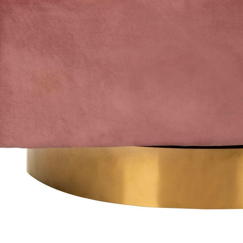 Dusty Rose Velvet Swivel Barrel Chair with Gold Accents