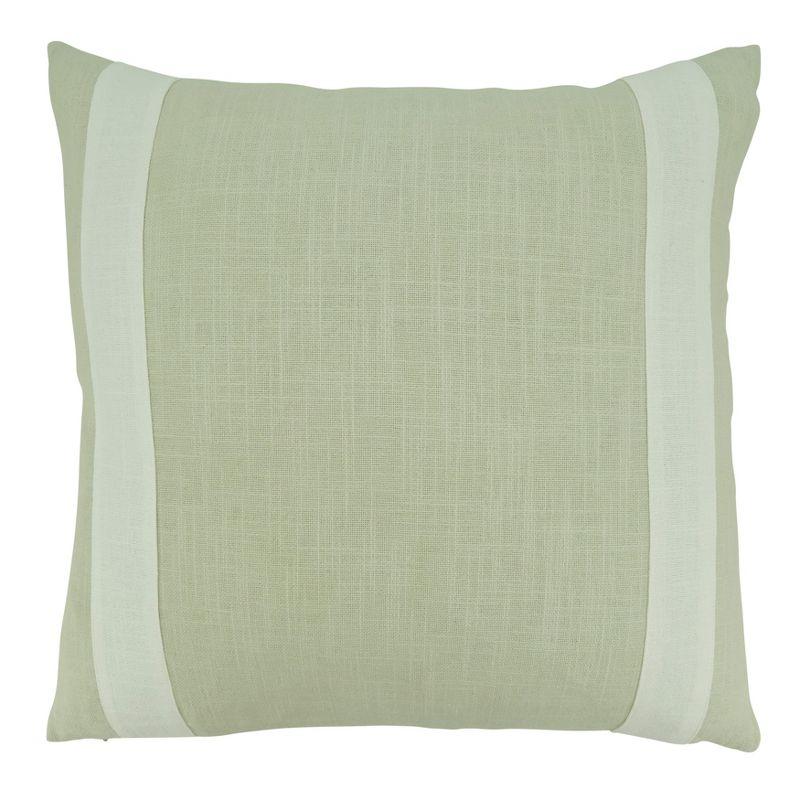 Saro Lifestyle Band Design Throw Pillow with Down Filling, 20", Beige