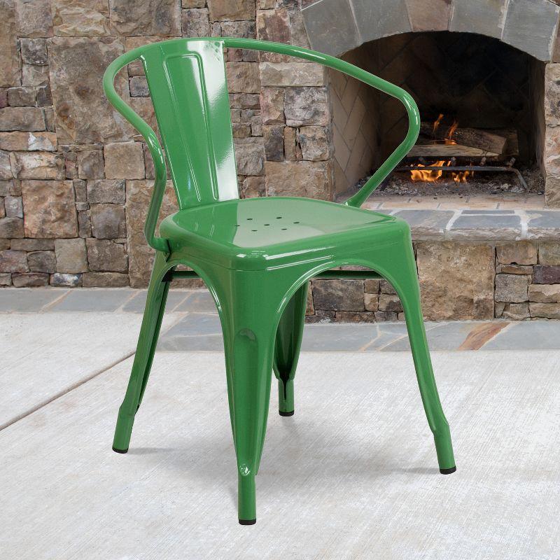 Flash Furniture Hucheson Metal Indoor-Outdoor Chair with Arms