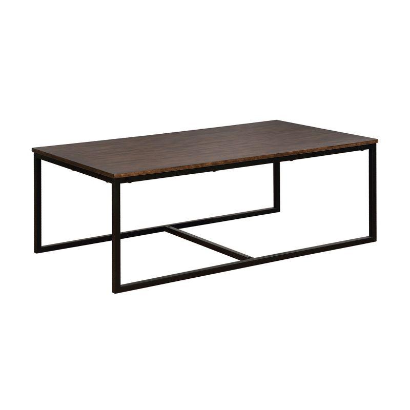 Arcadia 54" Dark Acacia Wood and Metal Coffee Table