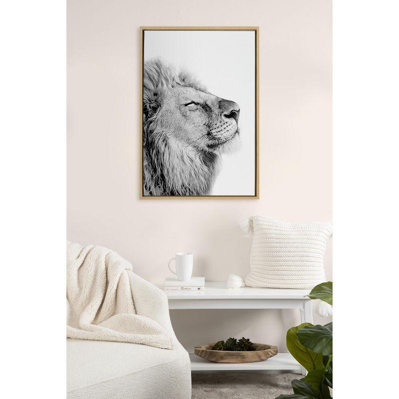 Kate and Laurel Sylvie Lion Self Actualizing Framed Canvas by Amy Peterson Art Studio, 23x33, Natural