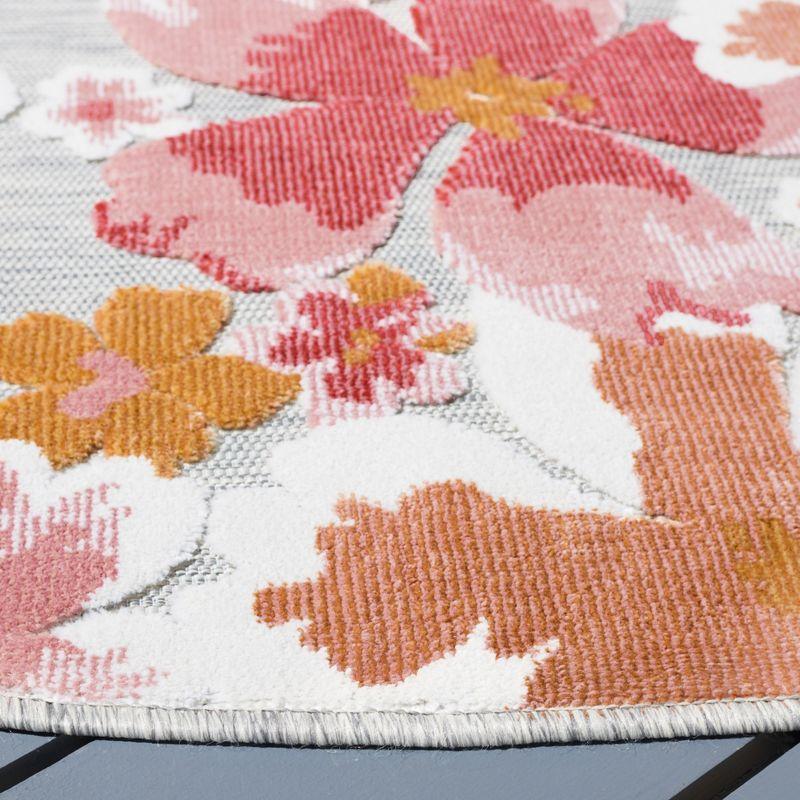 Cabana CBN488 Loomed Indoor/Outdoor Area Rug - Grey/Rose - 6'5"x6'5" Round - Safavieh