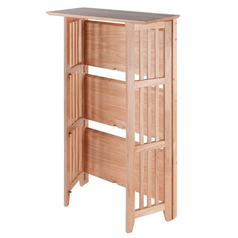 42" 4 Tier Foldable Bookshelf Natural - Winsome: Beech Wood, Slatted-Side, Home Office Storage