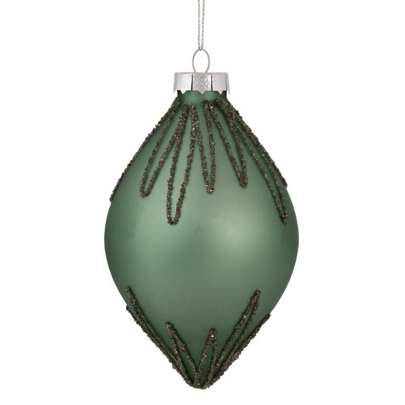 Matte Green Glass Starburst Finial Christmas Ornament