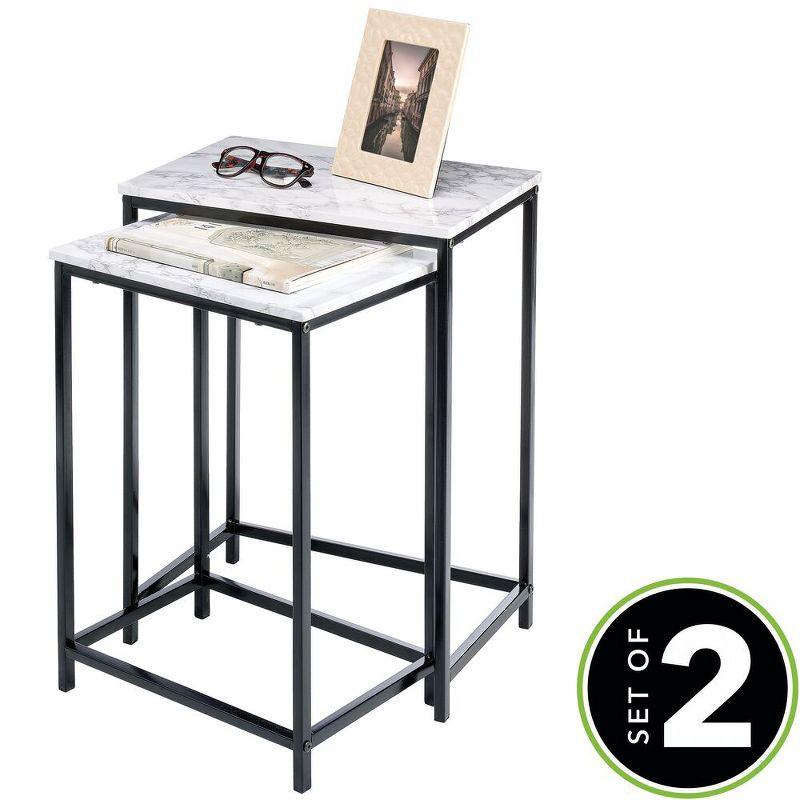 mDesign Modern Home Decor, Metal Wood End Table