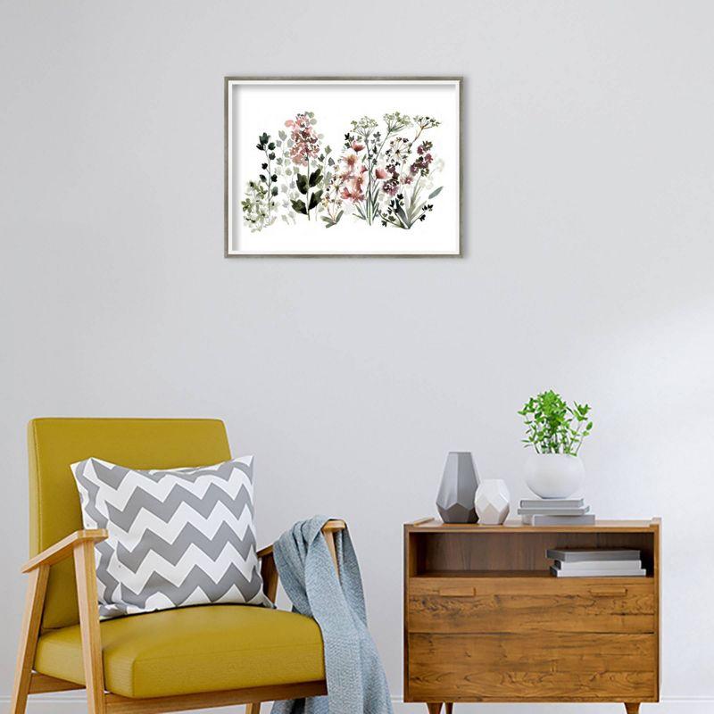 25" x 19" Muted Wildflowers by Sara Berrenson Wood Framed Wall Art Print - Amanti Art: Botanical Lithograph, Horizontal Display