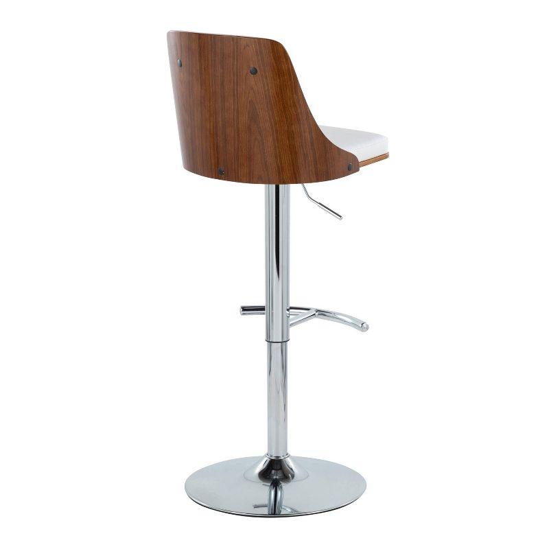 Set of 2 White Adjustable Swivel Barstools with Wood and Metal