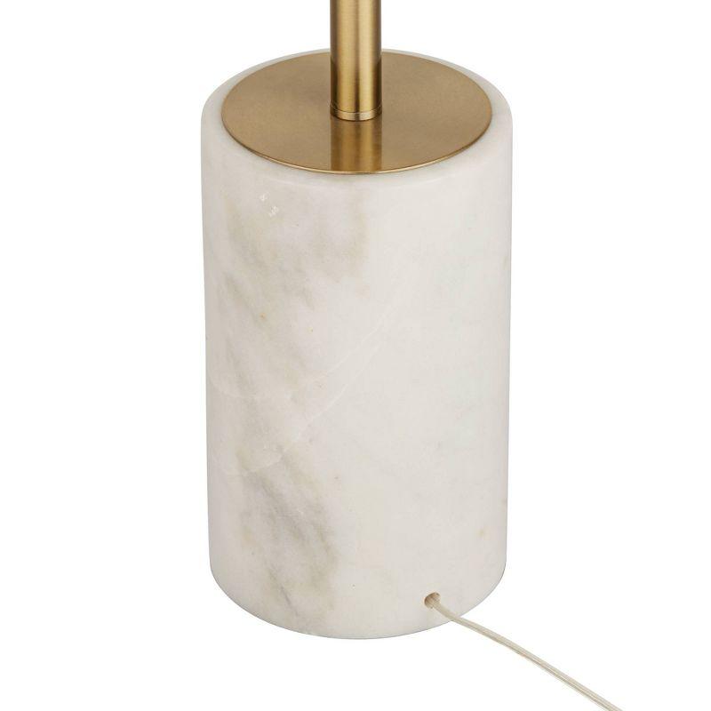 Gold Metal Floor Lamp with White Linen Shade and Marble Base