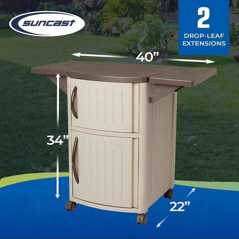 Taupe Portable Outdoor Patio Prep Serving Station with Cabinet