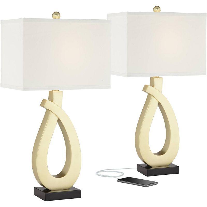 Simone Gold and Black Sculptural Table Lamps with USB Ports