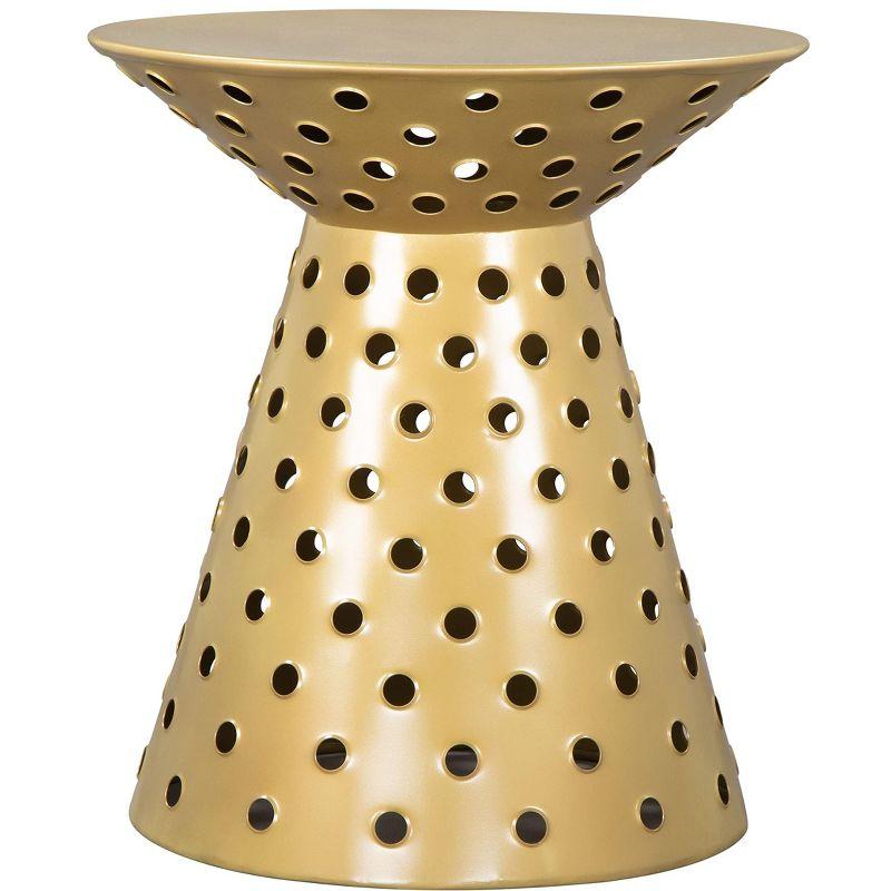 Gold Round Metal Contemporary Side Table