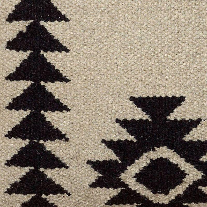 Ivory and Black Southwestern Wool and Cotton Throw Pillow