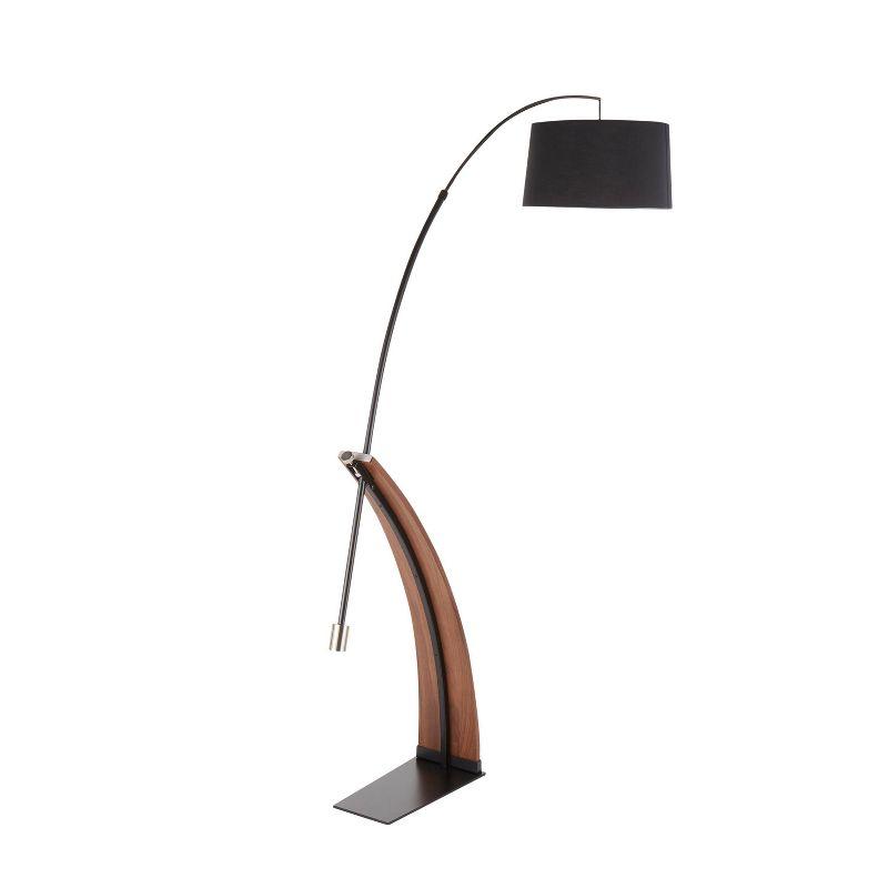 LumiSource 74" Robyn Mid-Century Modern Floor Lamp Walnut Wood and Black Linen Shade