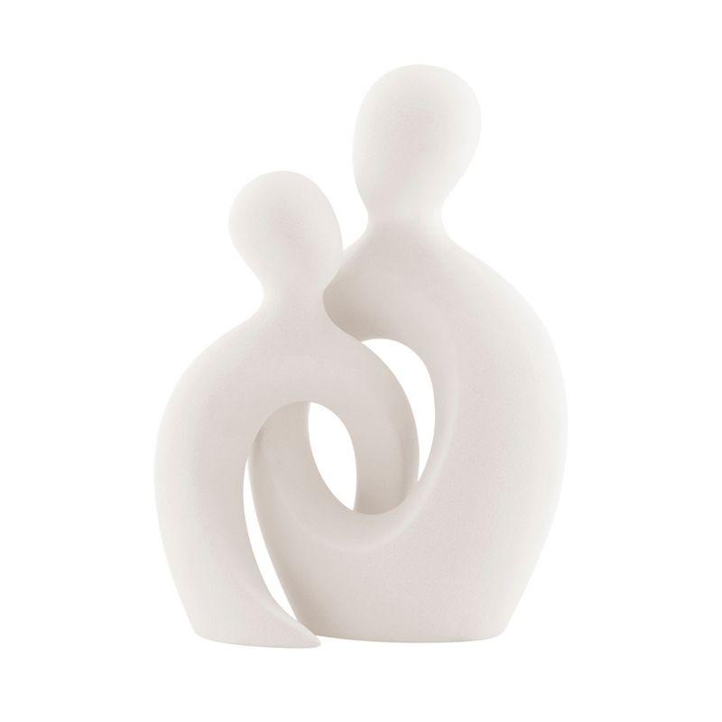 Hans Cream Abstract Intersecting Circle Tender Couple Decorative Accent Matte Ceramic Sculpture Figure