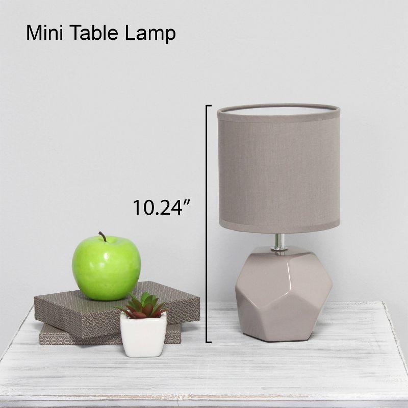 Simple Designs Round Prism Mini Table Lamp with Matching Fabric Shade Gray