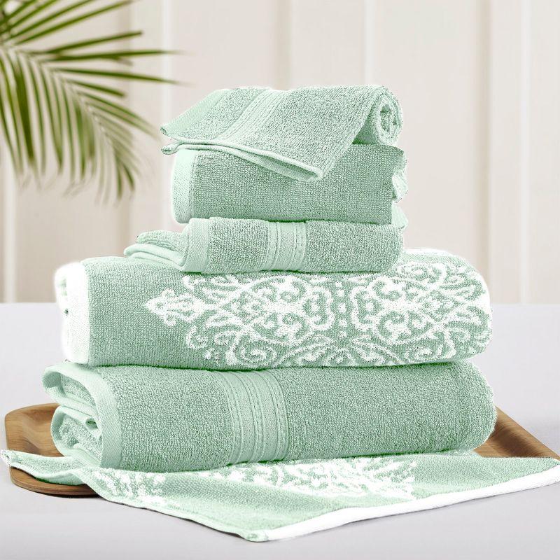 Artesia Damask Sage Cotton 6-Piece Towel Set