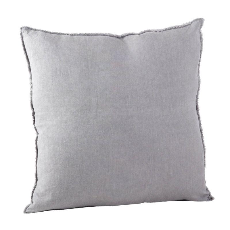 20"x20" Oversize Fringed Design Linen Square Throw Pillow - Saro Lifestyle