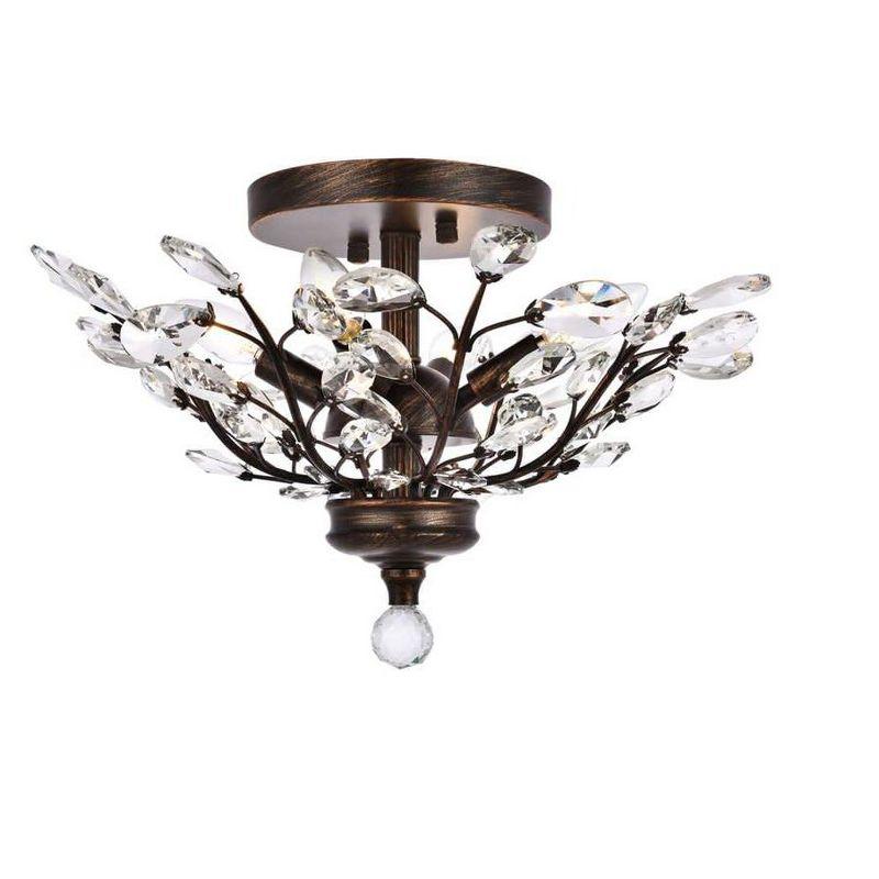 Orchid Dark Bronze Flush Mount with Clear Royal Cut Crystal