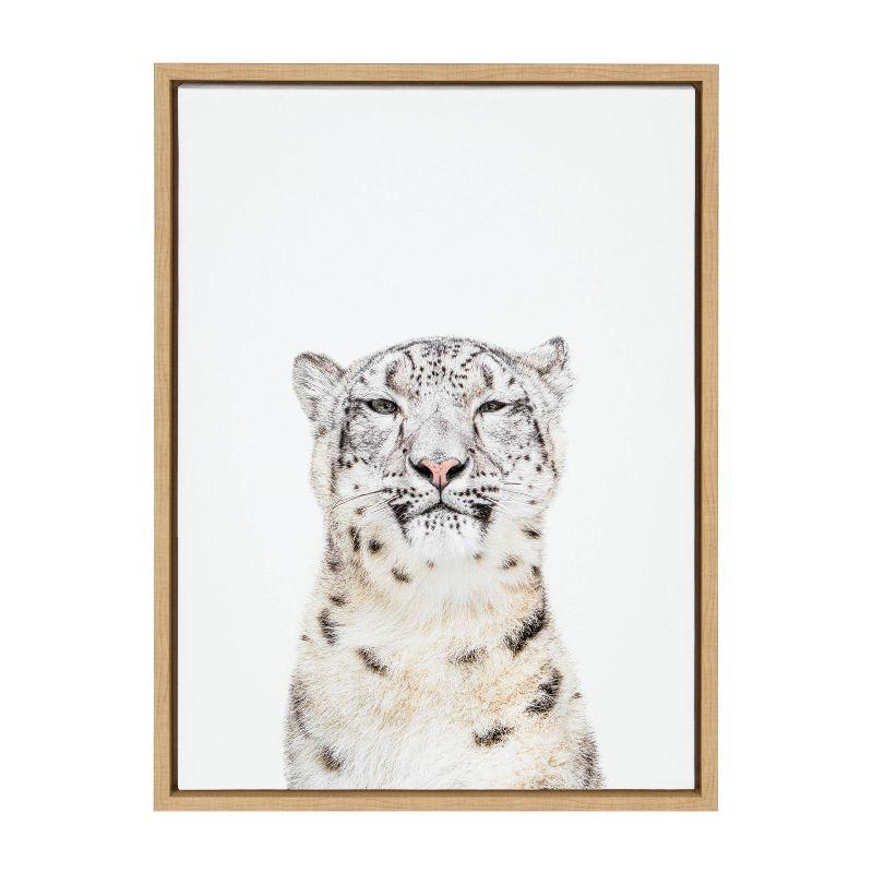 18" x 24" Sylvie Snow Leopard Portrait Framed Canvas by Amy Peterson - Kate & Laurel All Things Decor