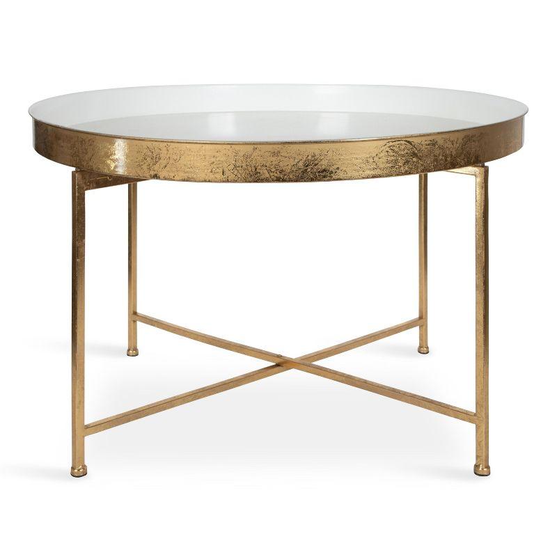 Kate and Laurel Celia Round Metal Coffee Table, 28.25x28.25x19, White and Gold
