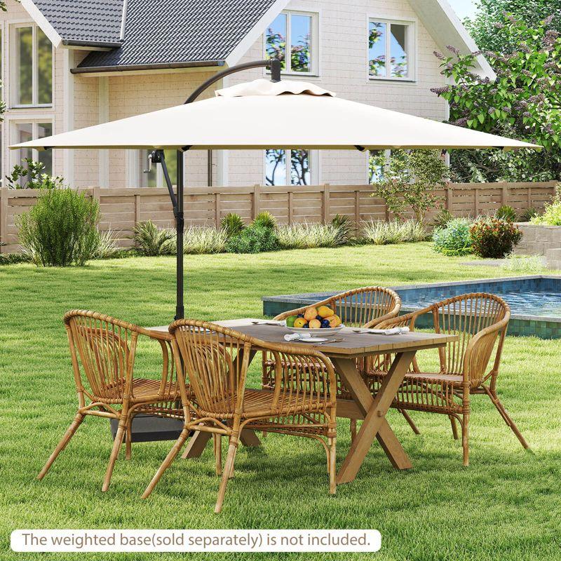 Costway  10 FT Patio Offset Umbrella w/8 Ribs Cross Base Tilt Beige