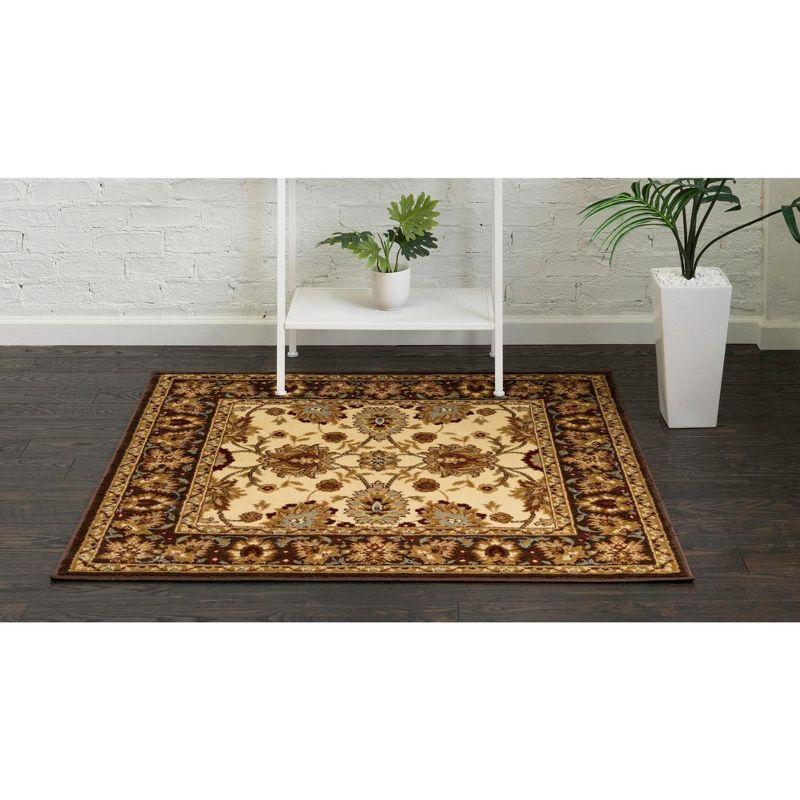 Unique Loom 4' 1 x 4' 1 Square Cream Voyage Springfield Area Rug