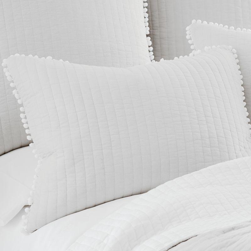 Pom Pom White/Teal Full/Queen Quilt - Levtex Home