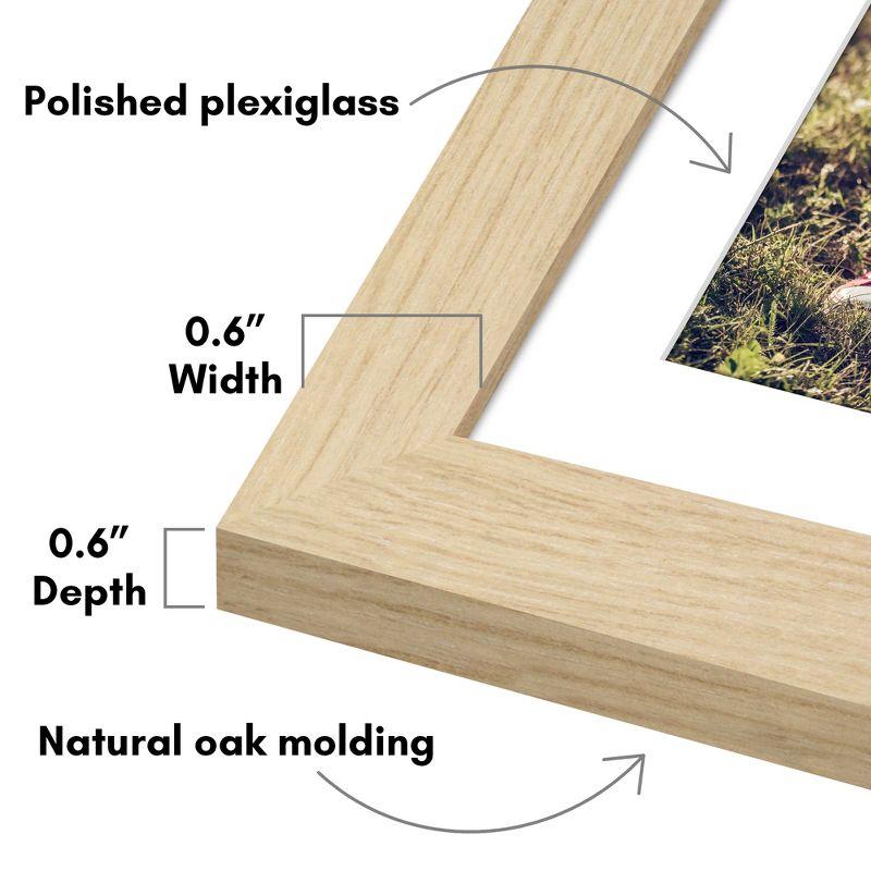 Americanflat 5 Pack of 13x19 Frames with 11x17 Mat - Plexiglass Cover - Natural Oak