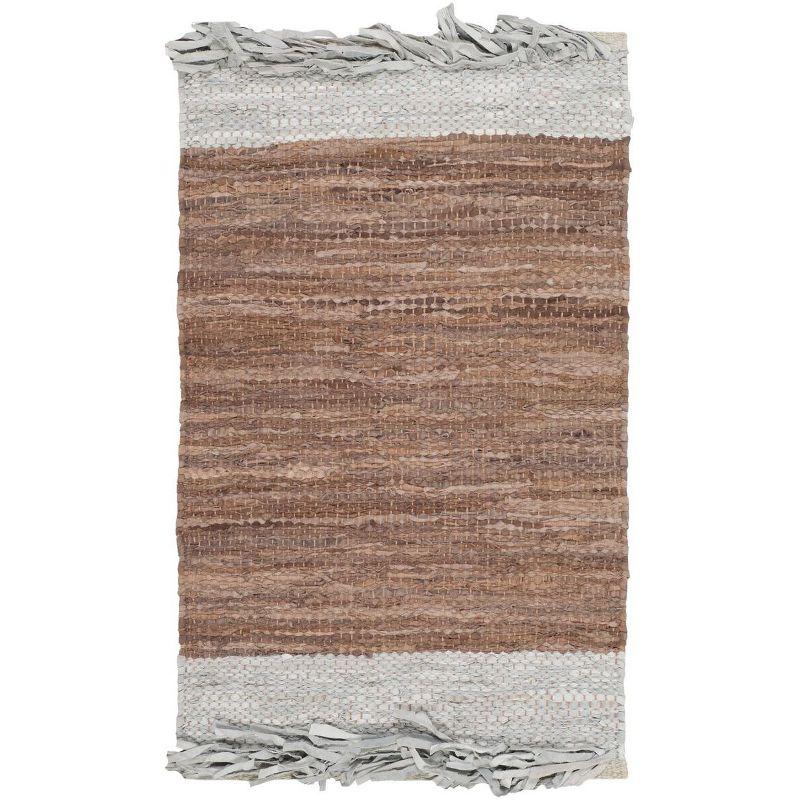 Vintage Leather VTL310 Hand Woven Indoor Accent Rug - Light Grey/Brown - 2'x3' - Safavieh