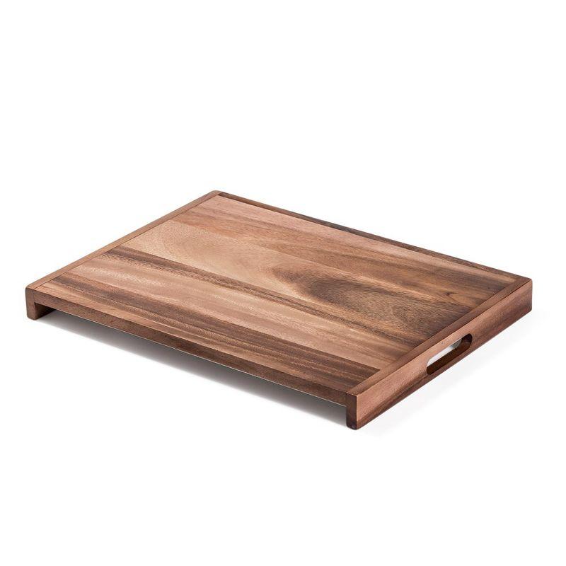 Kalmar Home Acacia Wood Serving Tray - solid bottom - Large