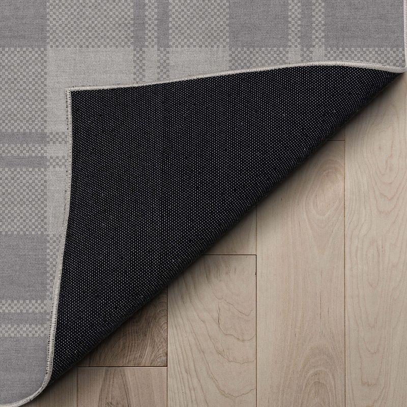 My Magic Carpet Buffalo Plaid Grey And White Plaid Flatweave Brown/Ivory Washable Area Rug | Wayfair