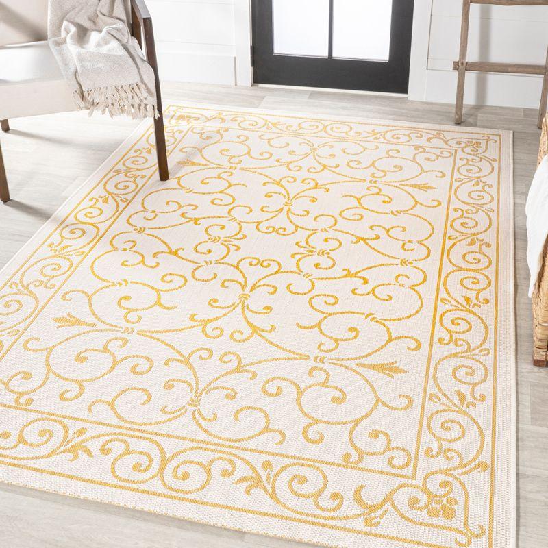 Charleston Vintage Filigree Textured Weave Indoor/Outdoor Area Rug  - JONATHAN Y