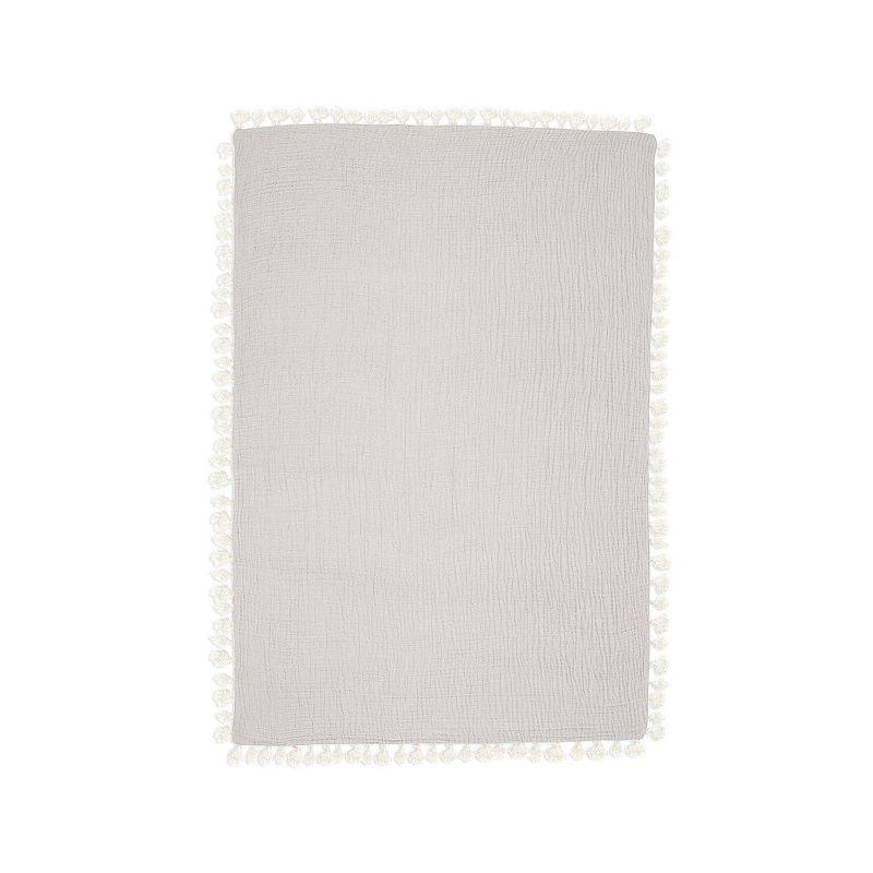 Moonstone Cotton Muslin Baby Blanket with Fringe Trim