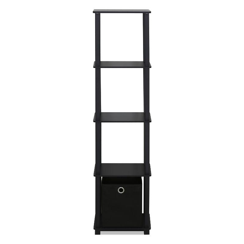 Furinno 5-Shelf Storage Bookcase Multi-Functional Bookshelf Display Rack with Drawer,Black