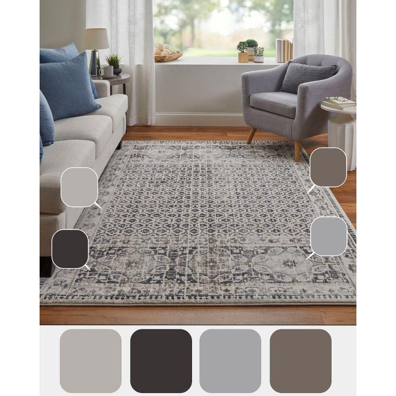 Kano Transitional Distressed Ivory/Taupe/Gray Area Rug