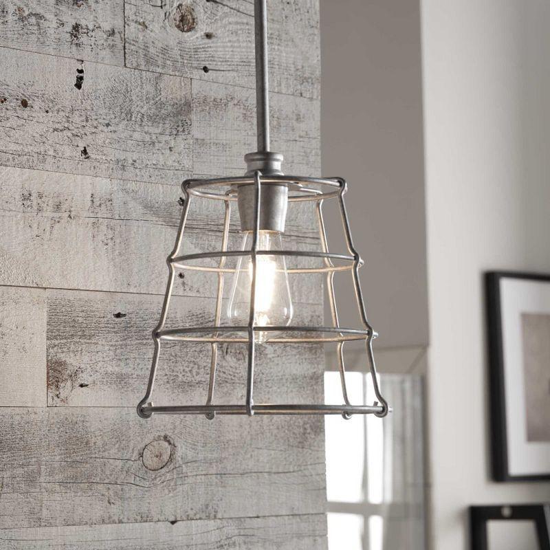 Progress Lighting, Chambers Collection, 1-Light Mini Pendant, Galvanized, Wire-Frame Shade